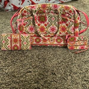 Vera Bradley 3 piece set. Pink/orange floral design. Good condition